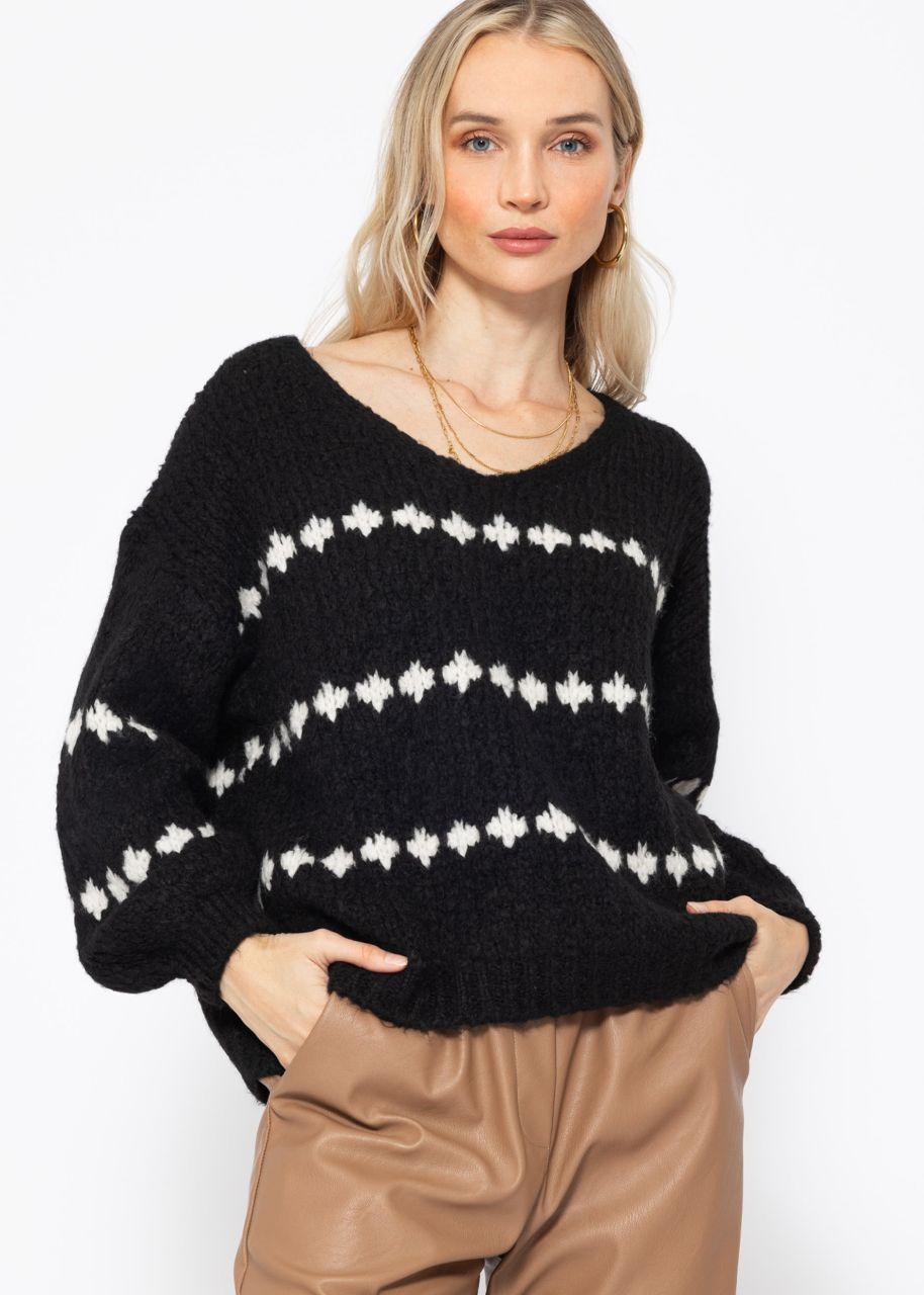 Jumper with fantasy stripe pattern - black