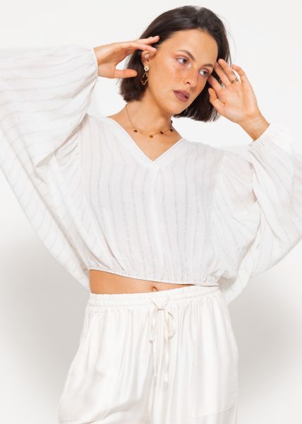 Blouse with glitter stripes - offwhite