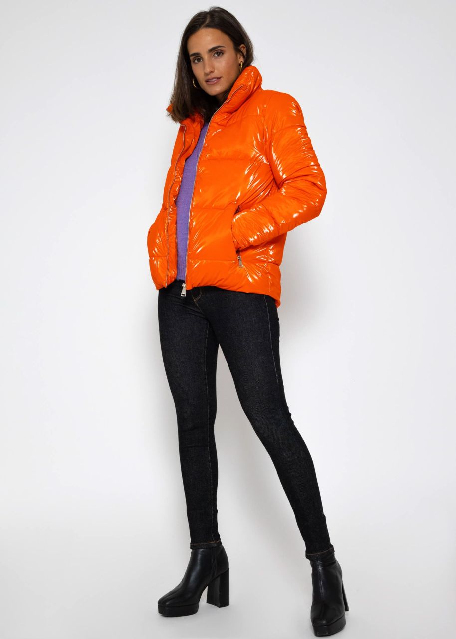 Puffer jacket with stand-up collar - orange