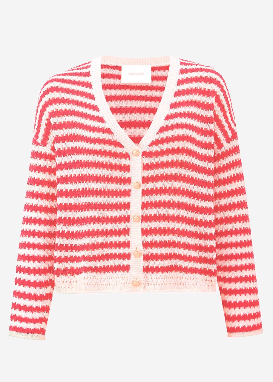 Cardigan in ajour knit - pink-red