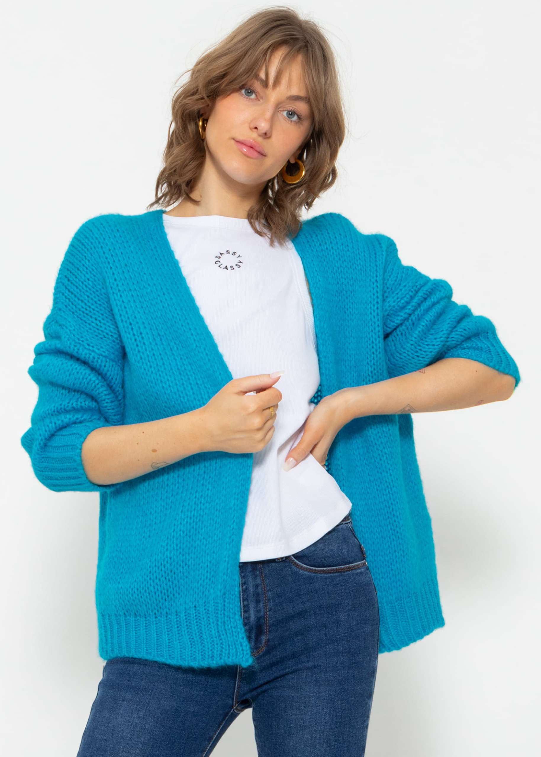 Casual cardigan - acqua blue