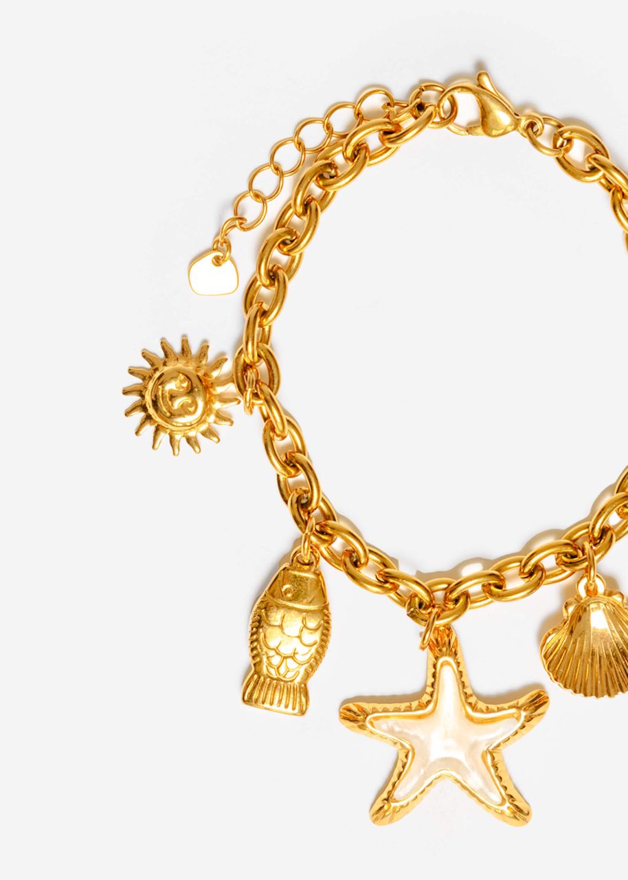 Bracelet with nautical charms - gold