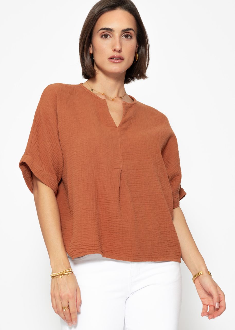 Oversize muslin shirt - cognac