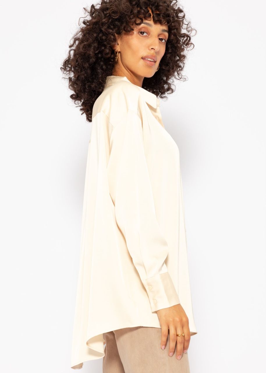 Oversize satin blouse - beige