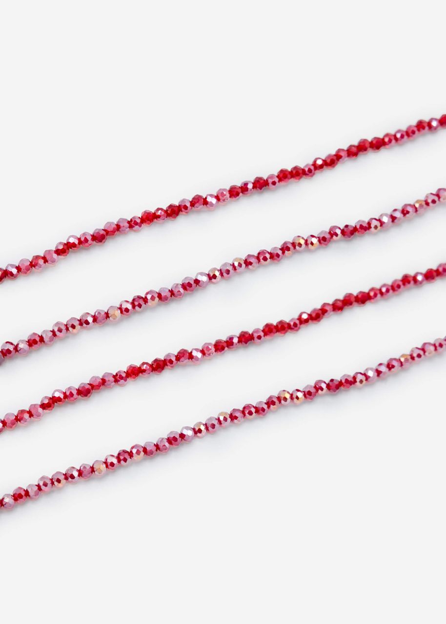 Multi-row bead bracelet - red