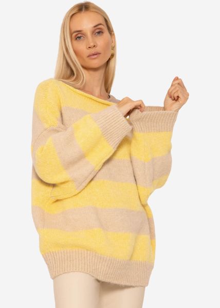 Jumper with block stripes - yellow-beige