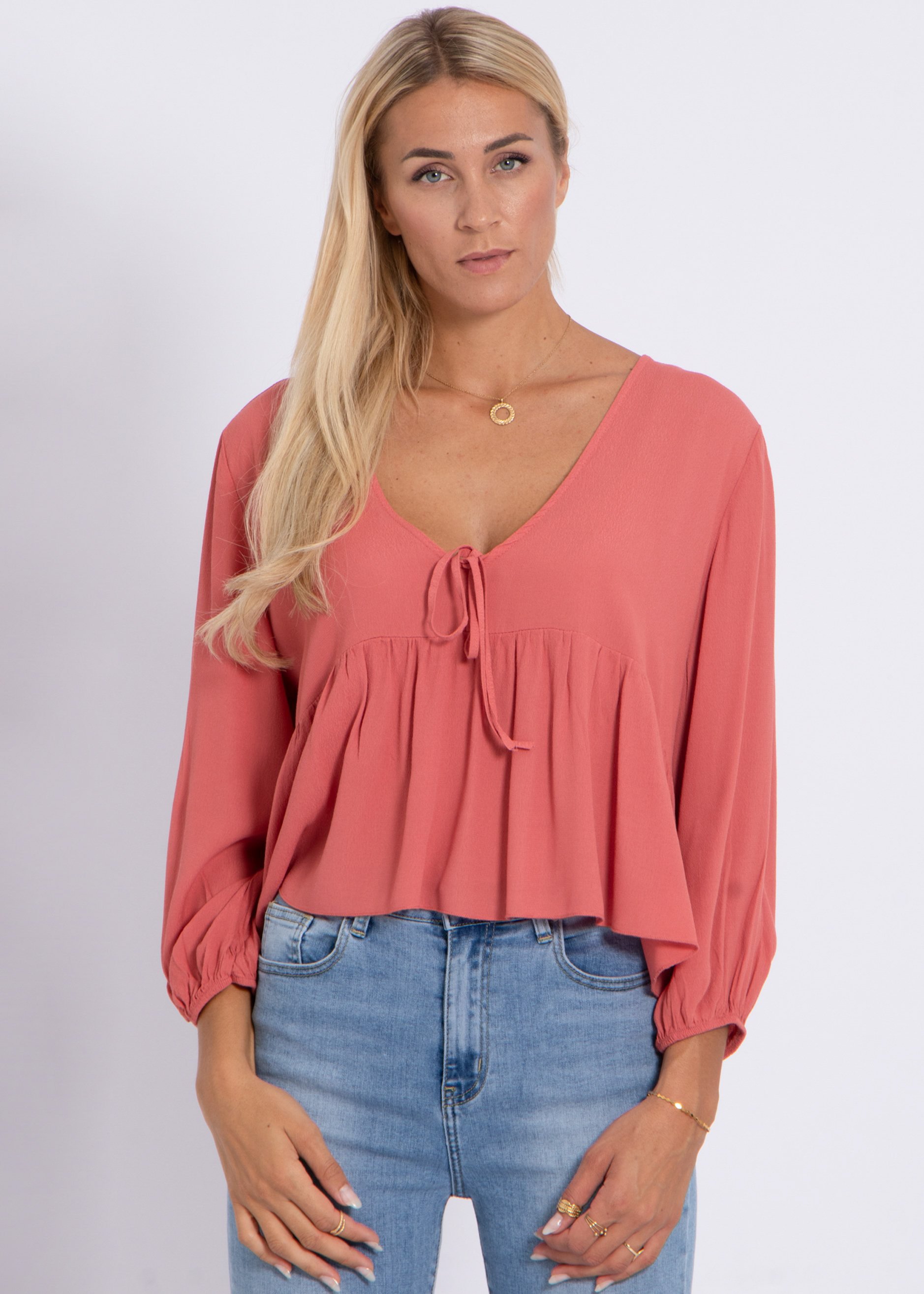 Hanging blouse with deep V-neck, lobster | Blouses | Tops | Clothing ...