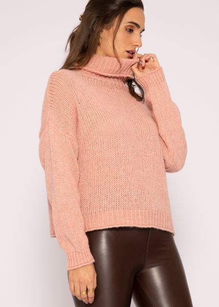 Soft turtleneck sweater, powder pink