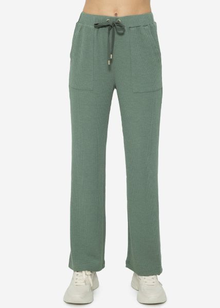 Casual Pants in Waffle Piqué - green