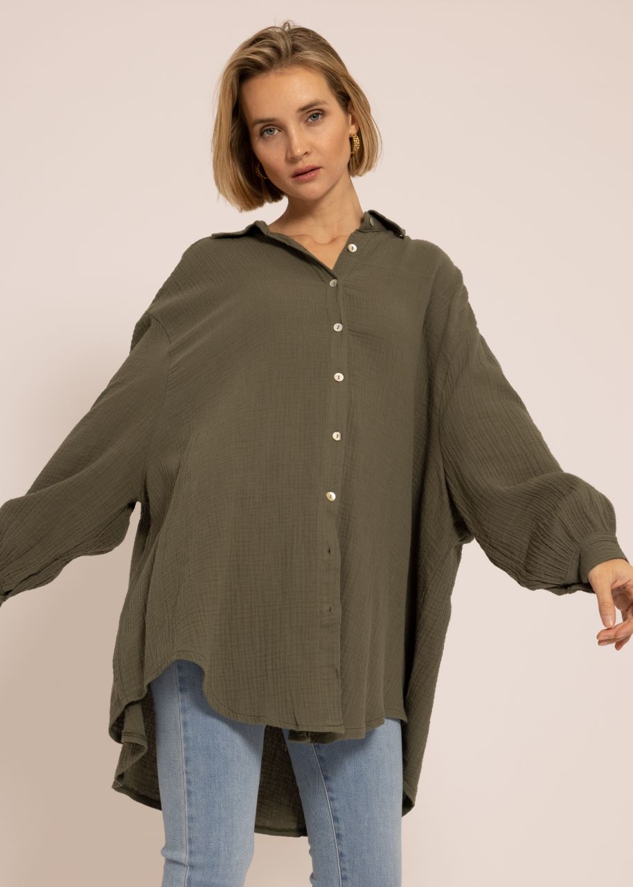 Ultra oversize Blusenhemd, khaki