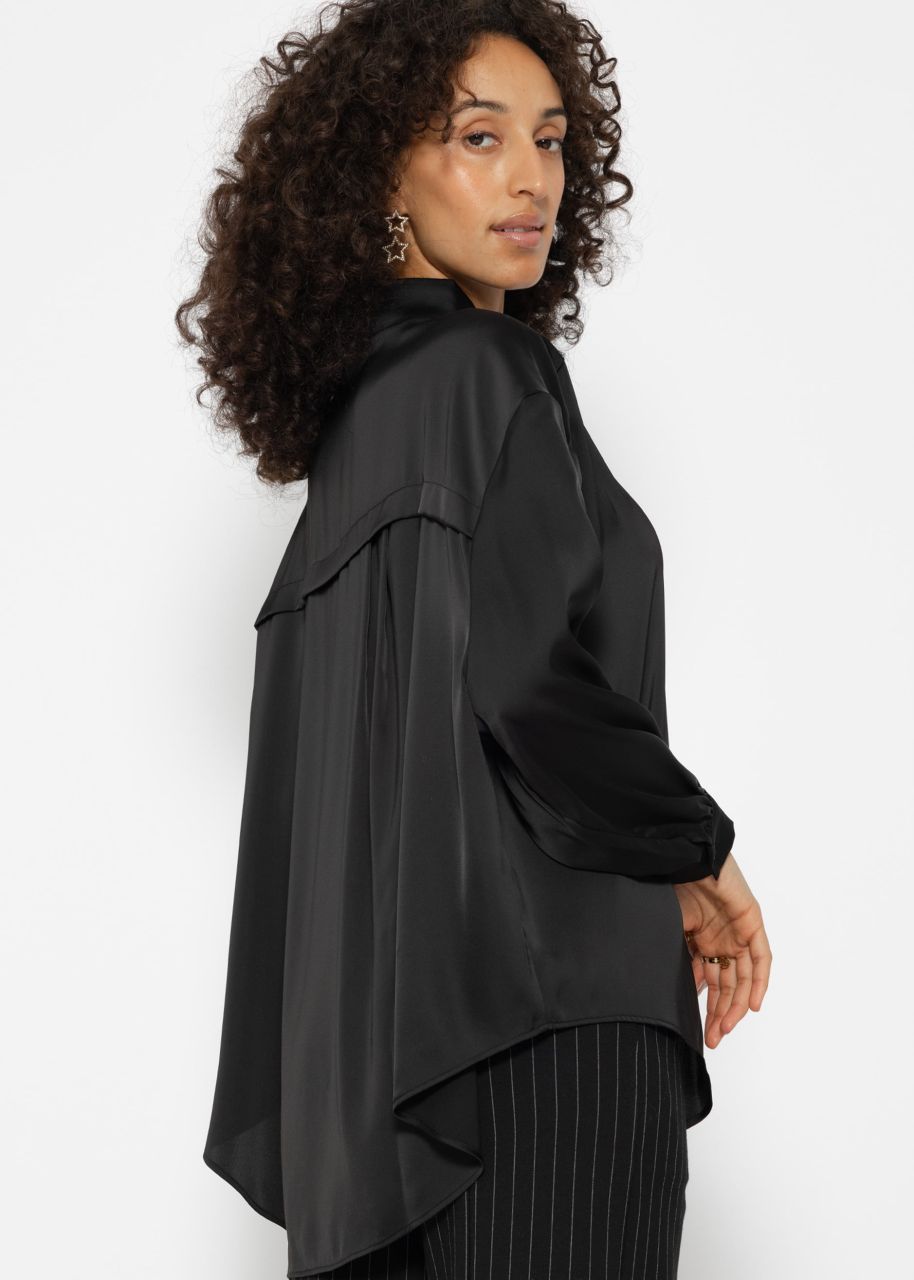 Oversize satin blouse - black