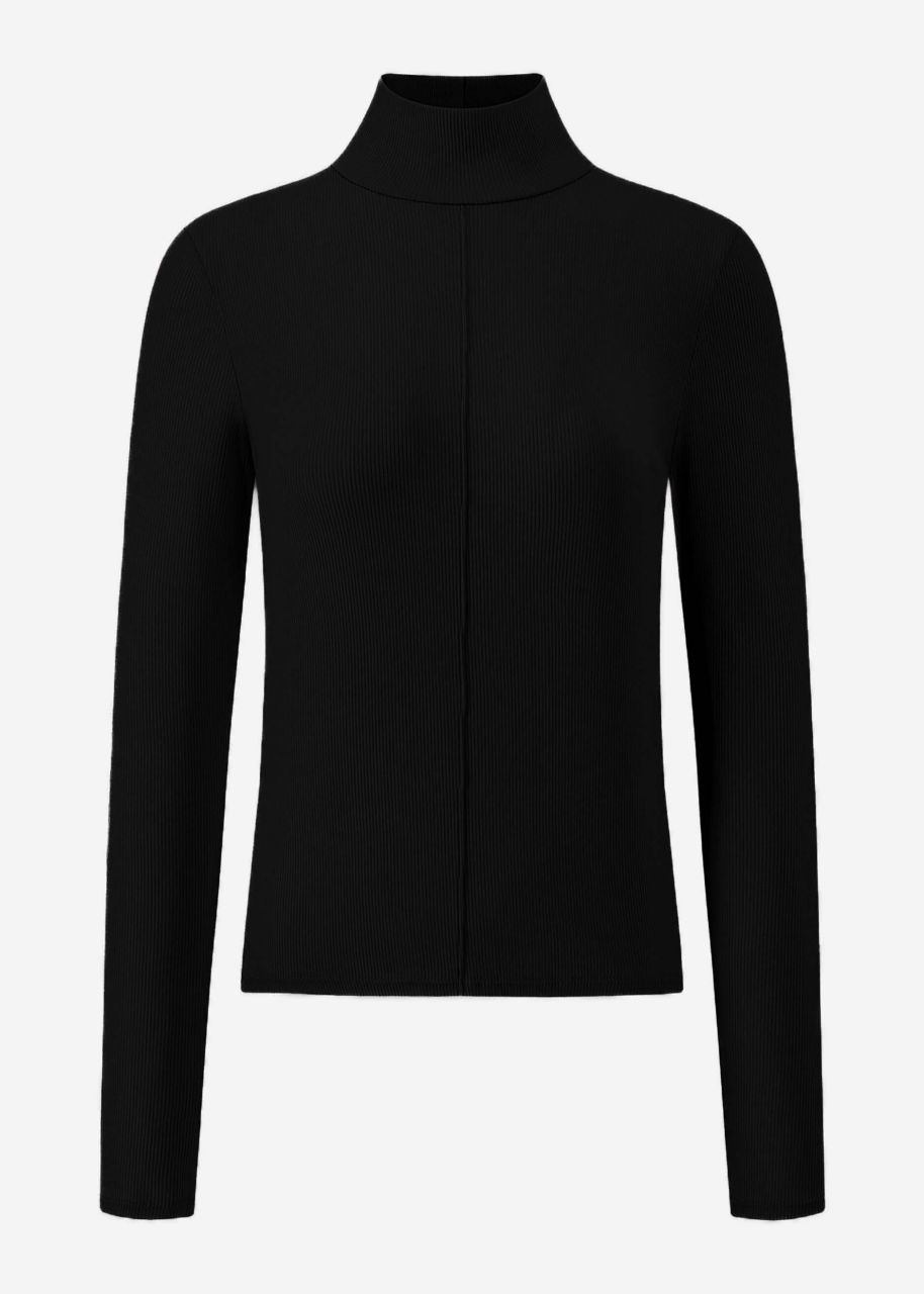 Long-sleeved shirt with turtleneck - black