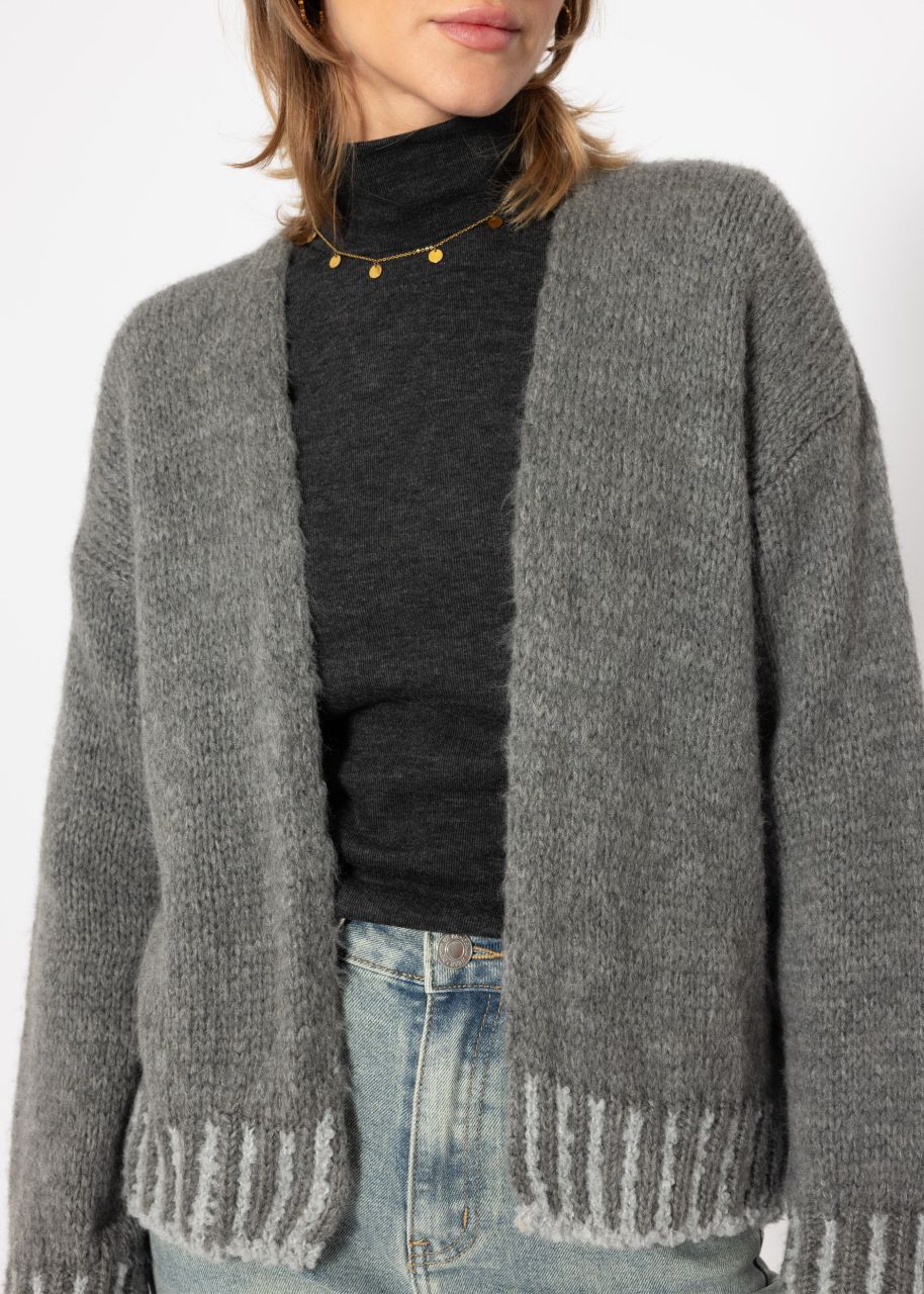 Loose-fitting cardigan with accentuated hem - dark grey