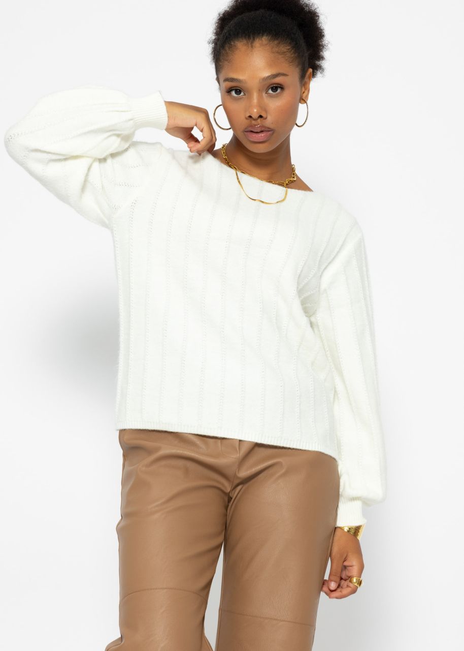 Long ribbed jumper - offwhite