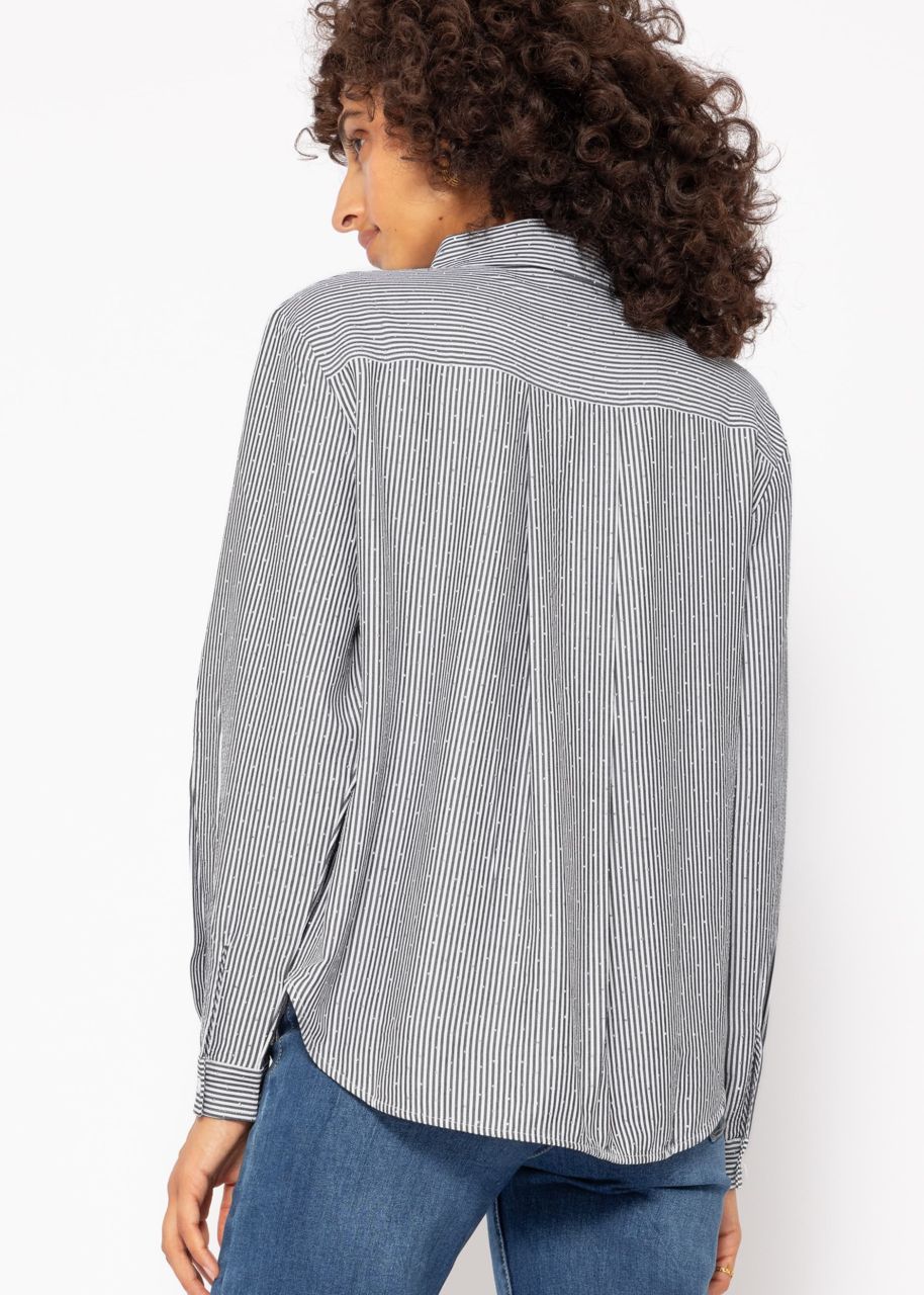 Striped blouse with rhinestones - grey