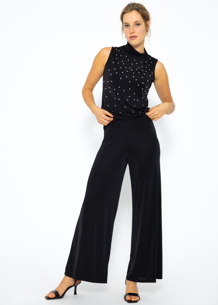 Flowing top with studs - black