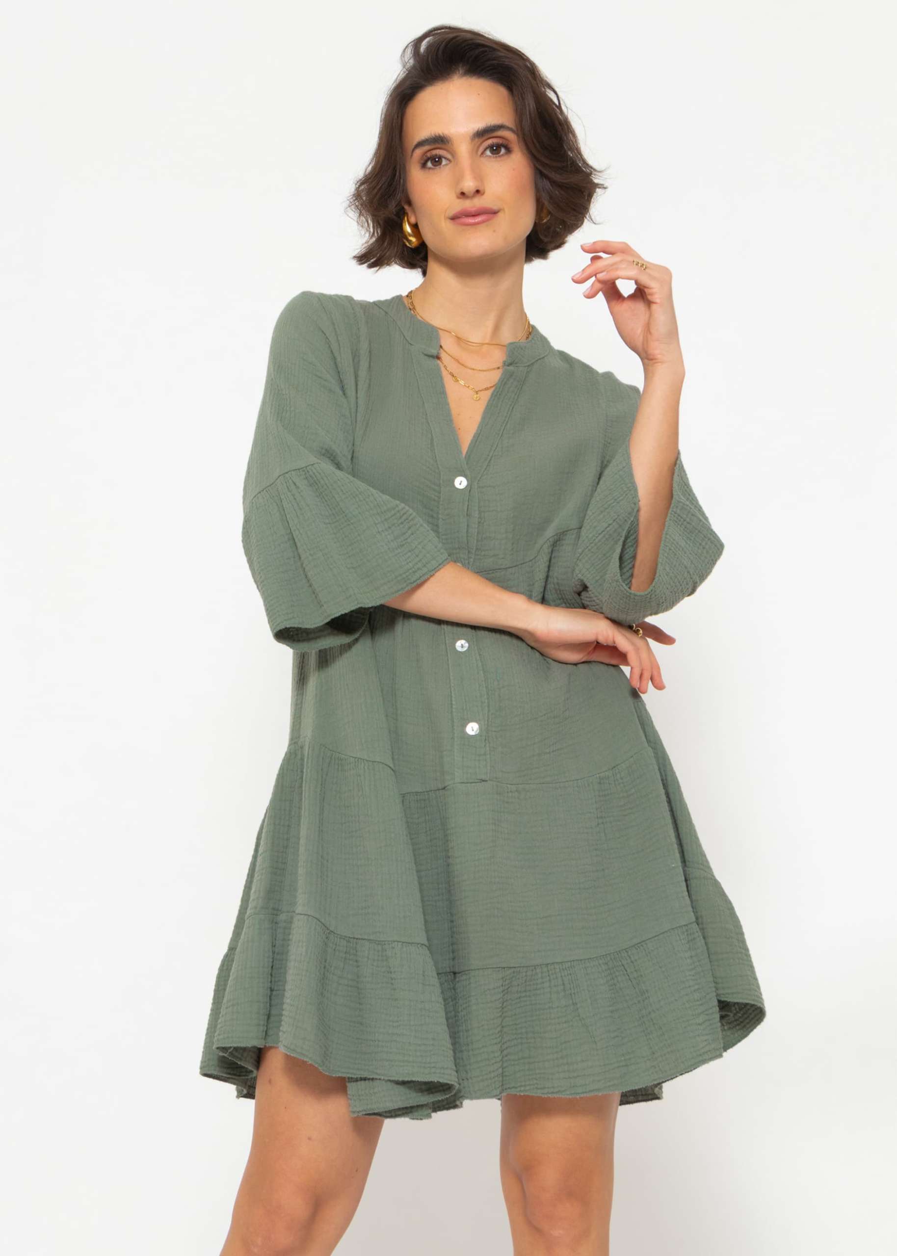 Muslin dress, khaki