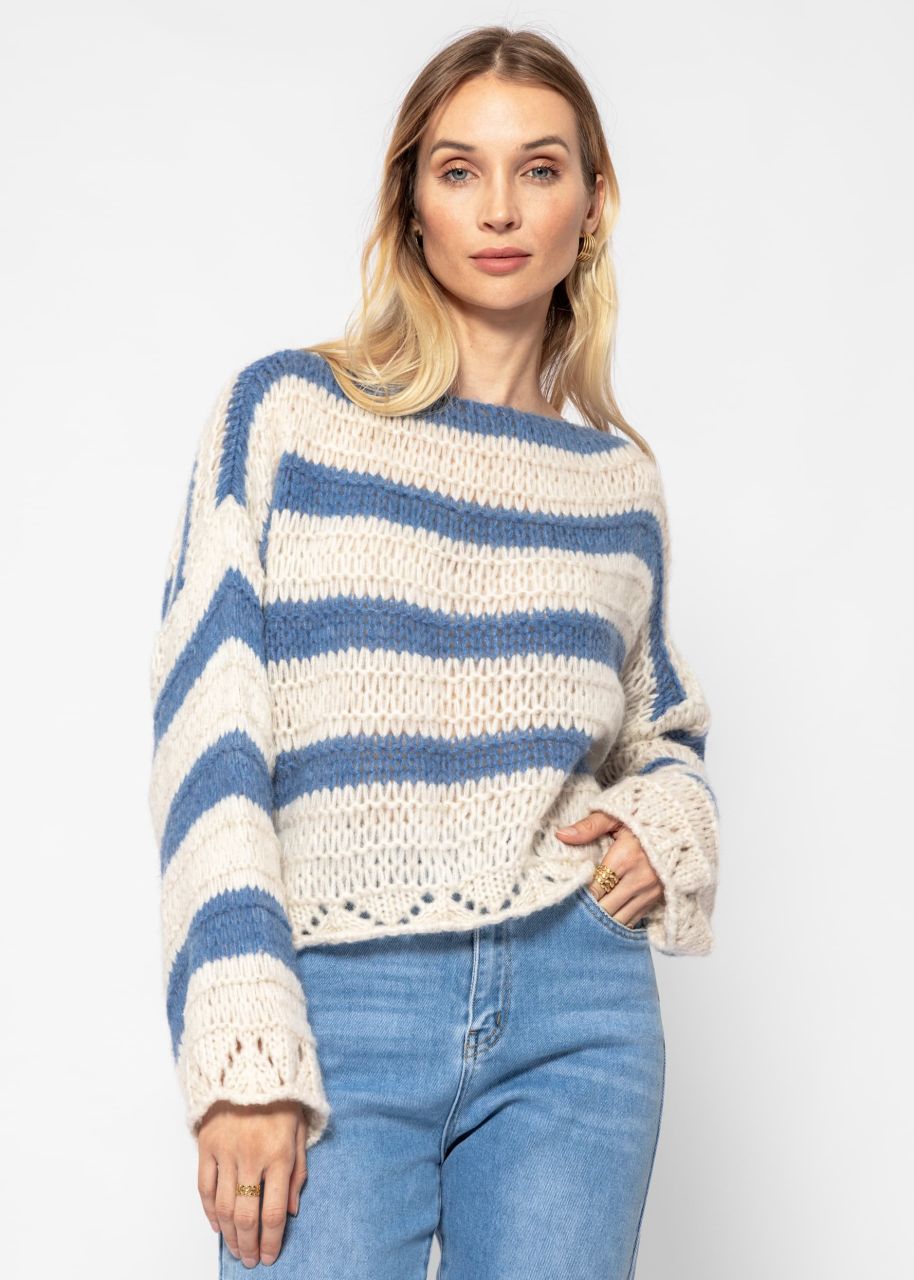 Sweater with stripes - jeans-beige