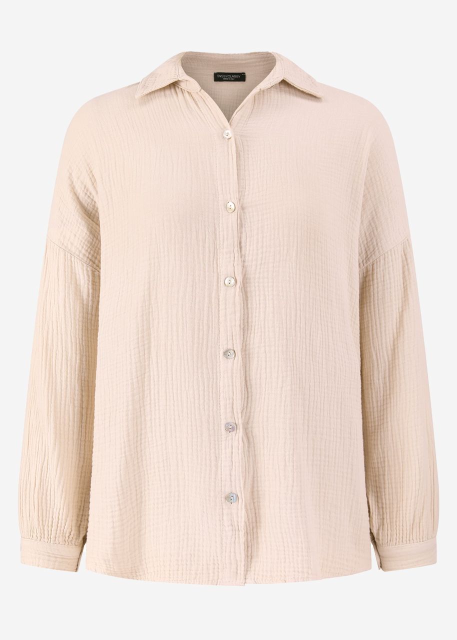 Regular fit muslin blouse - beige