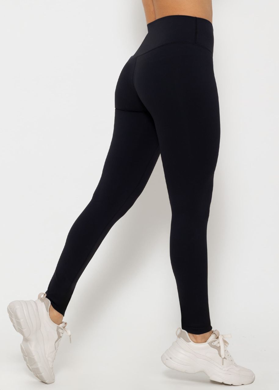 High waist sports leggings - black