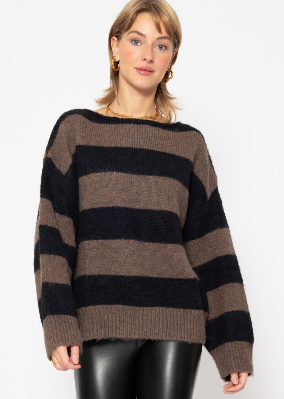 Jumper with block stripes - black-brown