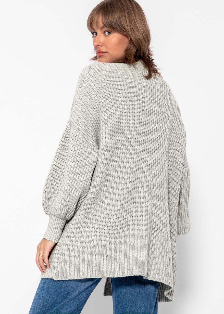 Soft knit cardigan with pockets - light grey