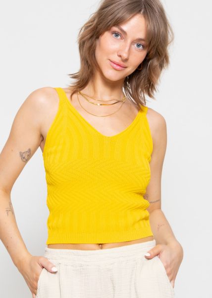 Ribbed knit top, yellow
