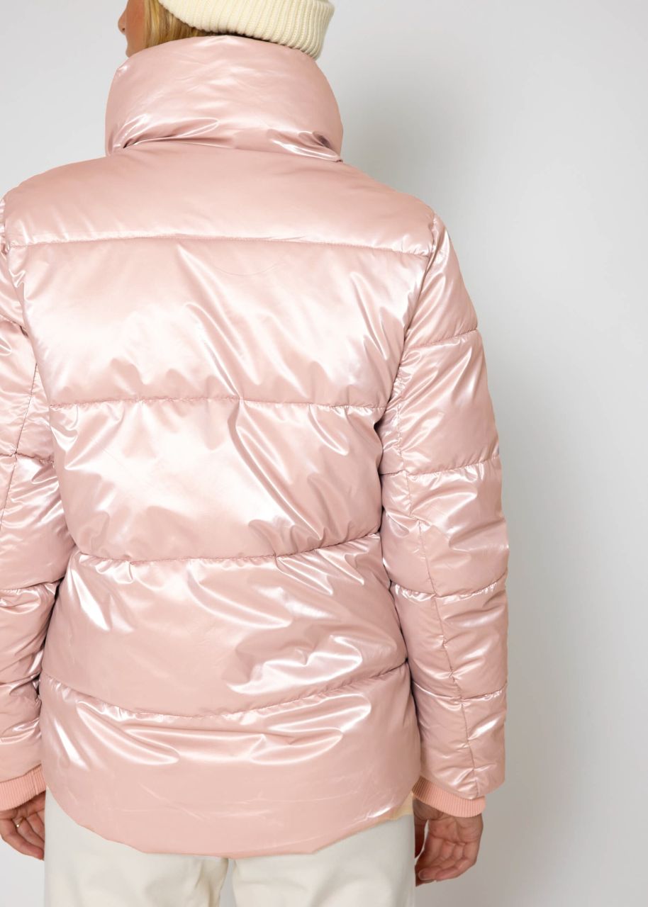 Puffer jacket with stand-up collar - pink