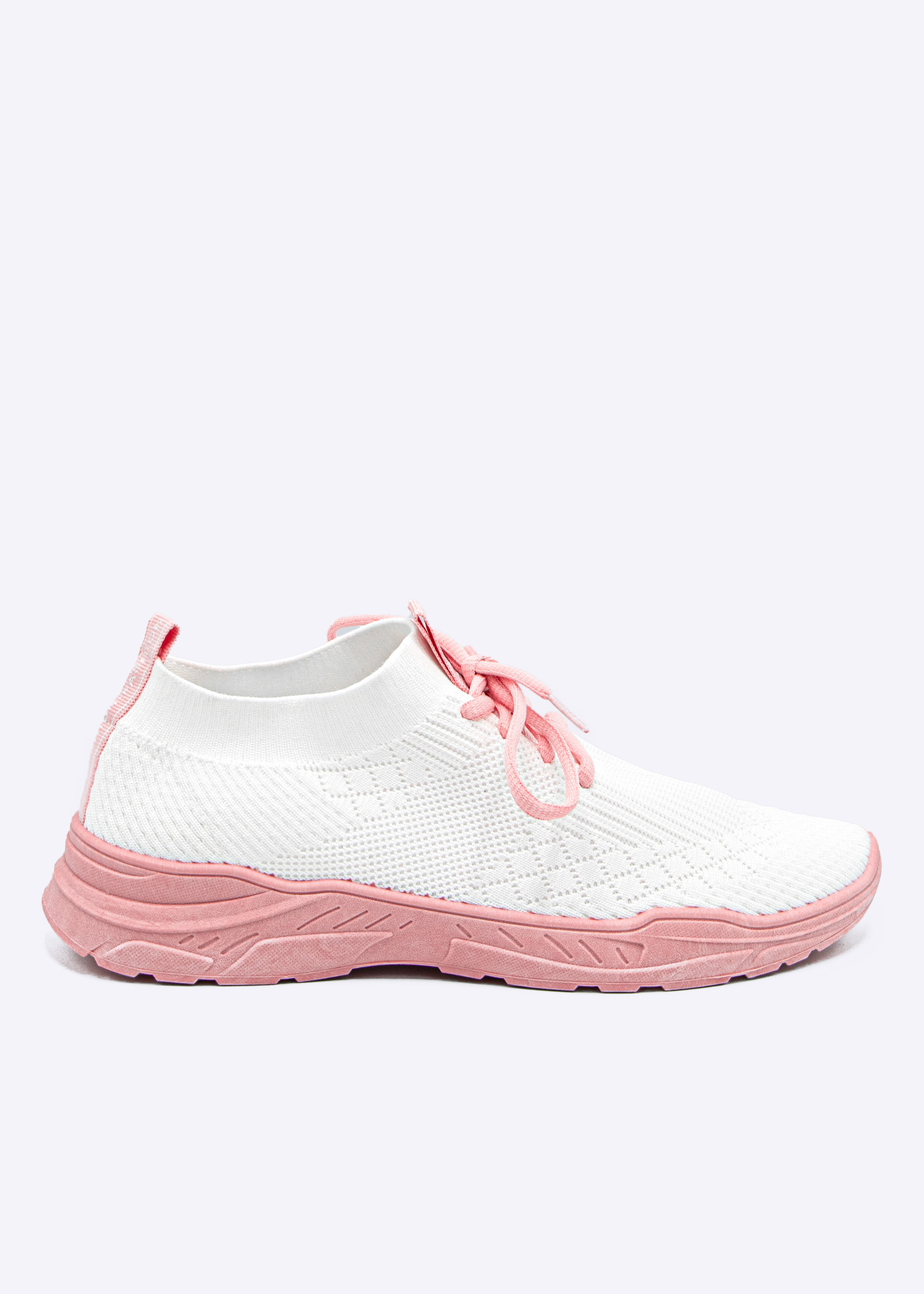 white nikes with pink soles