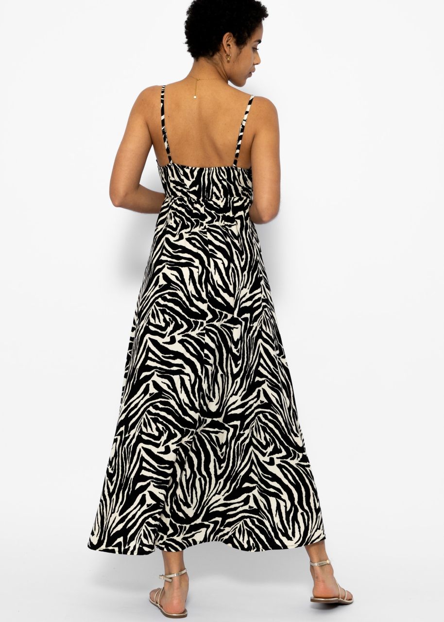 Maxi dress with zebra print - black and white