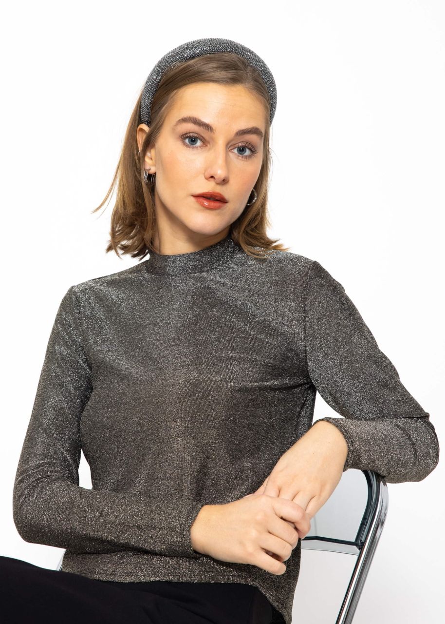 Glitter long sleeve shirt - silver