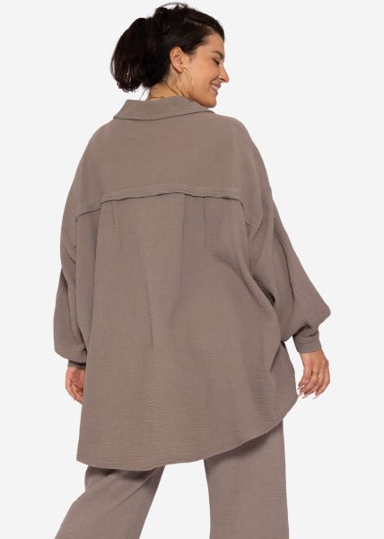 Curvy muslin blouse oversize - taupe