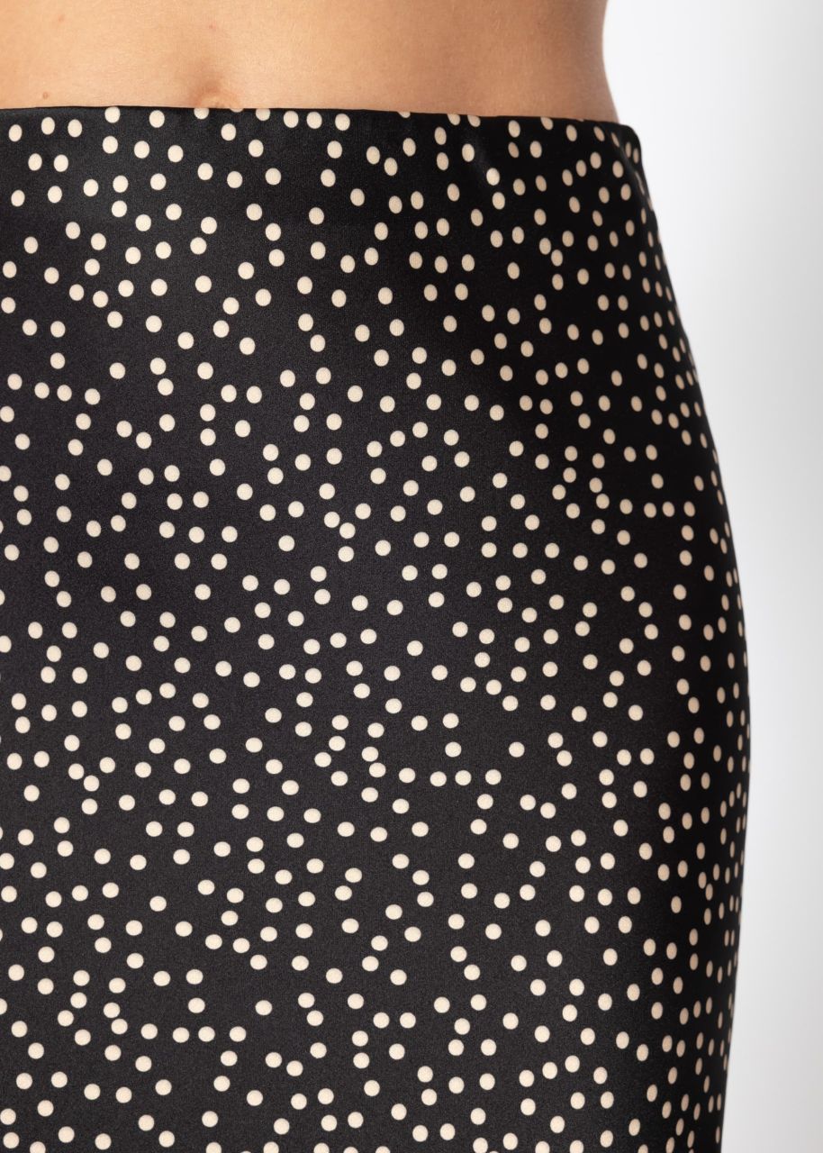 Satin skirt with polka dot print - black