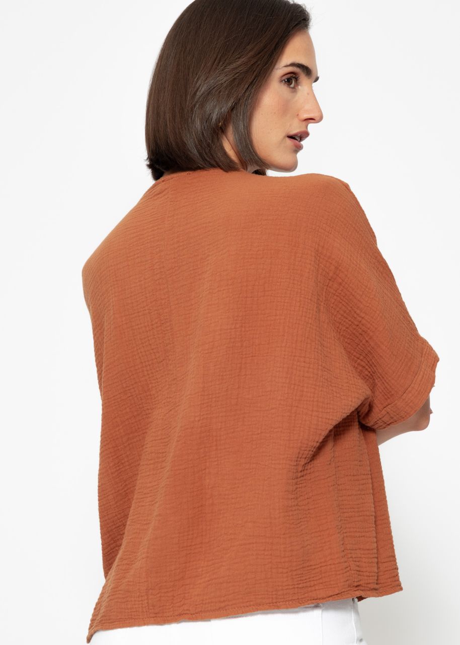 Oversize muslin shirt - cognac