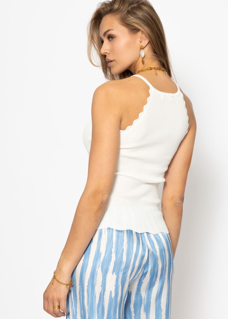 Knit top with scalloped edge, offwhite
