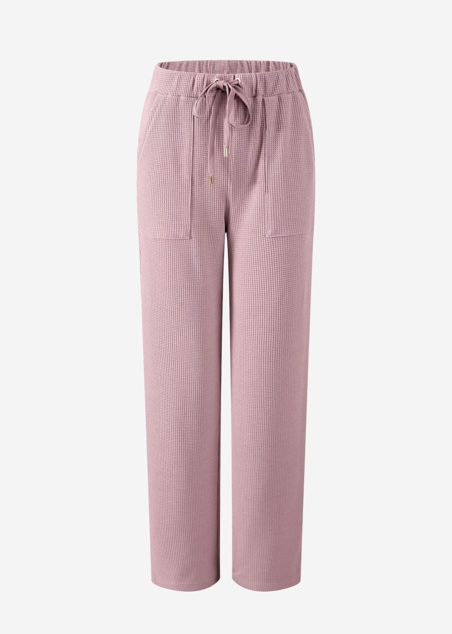 Casual pants in waffle piqué - dusky pink