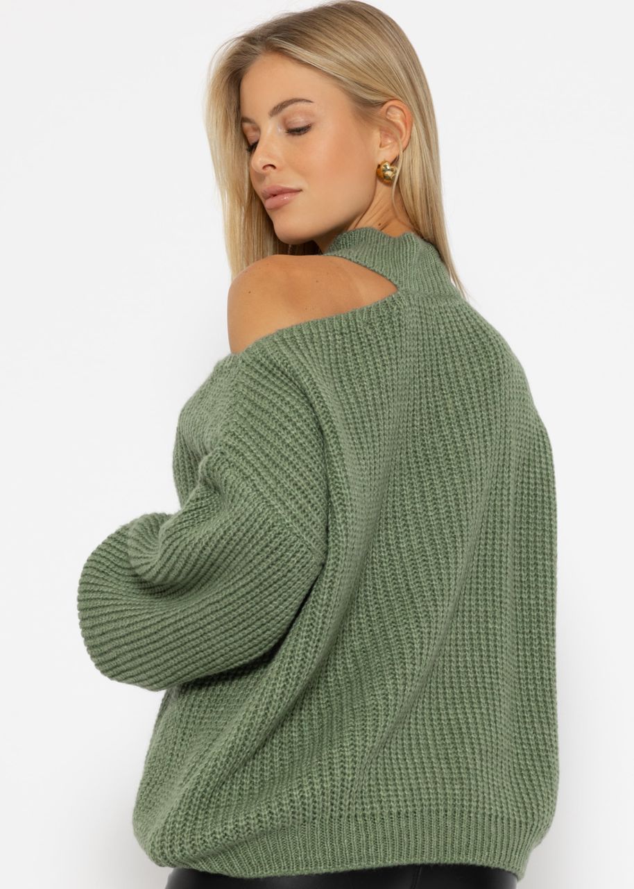 Oversize cut-out sweater - sage green