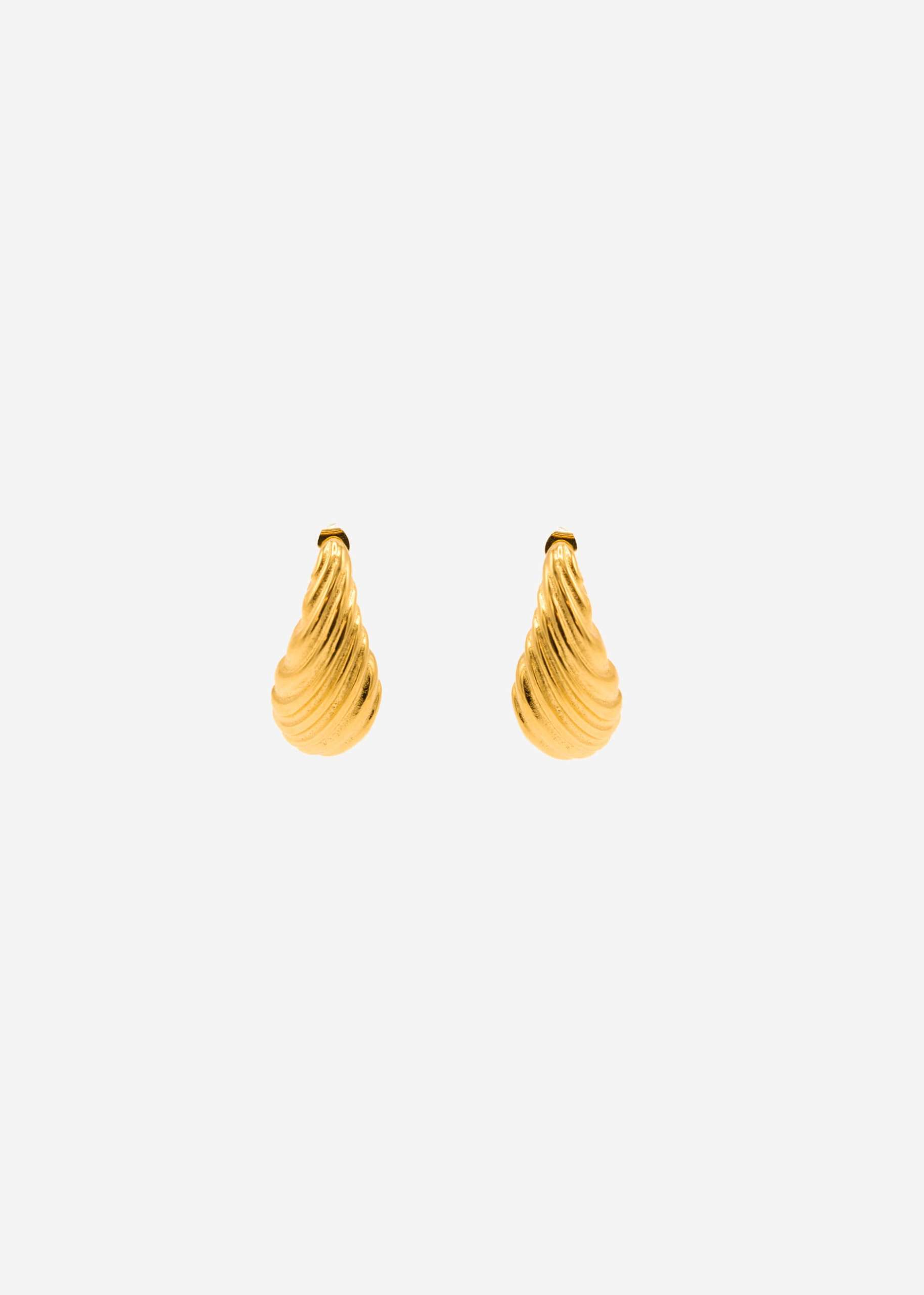 Elongated stud earrings with texture - gold