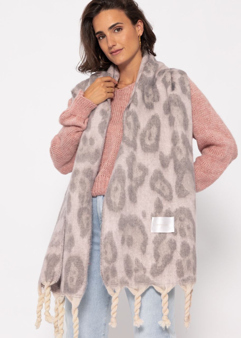 Scarf with leo print - grey