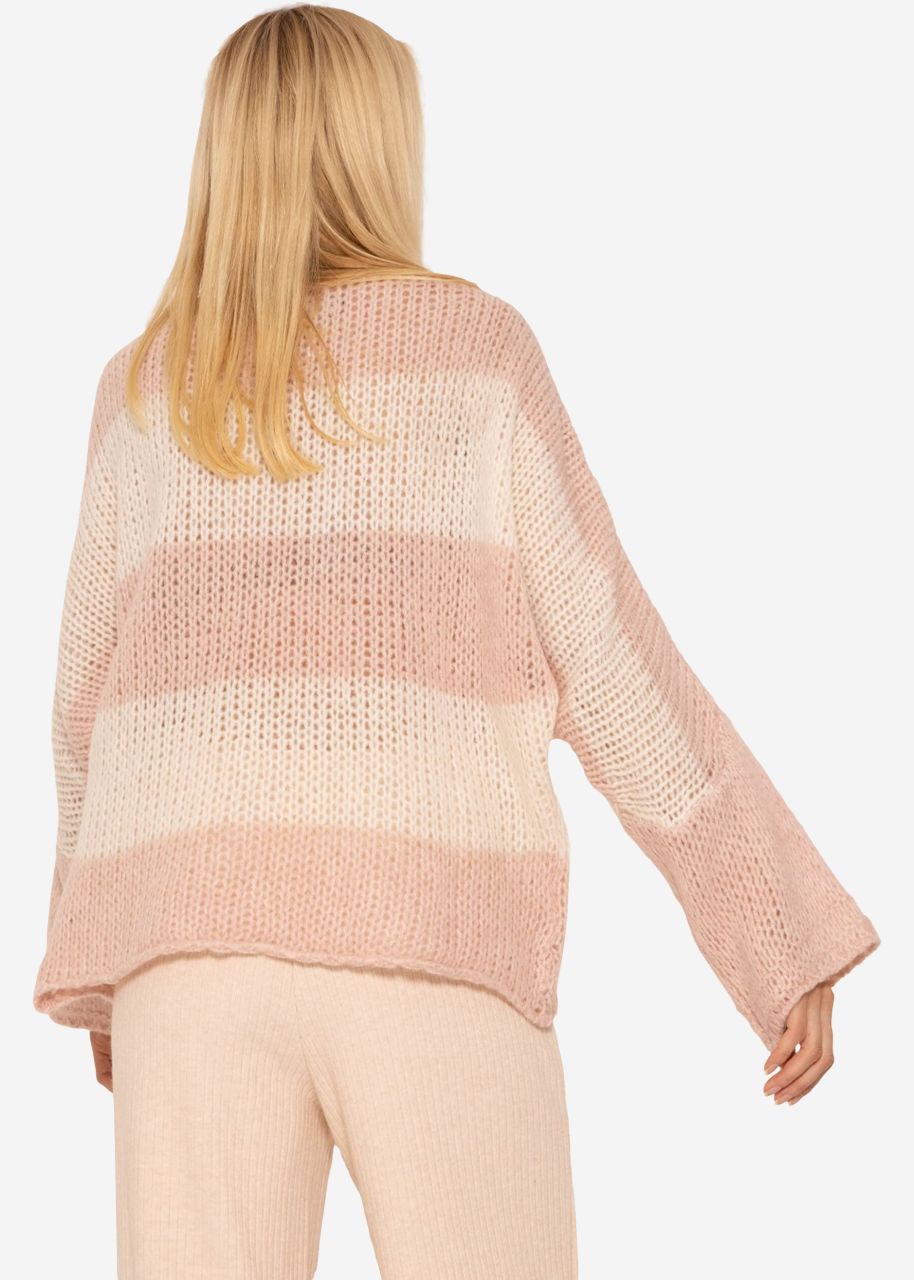 Loose knit oversize jumper, pink/offwhite