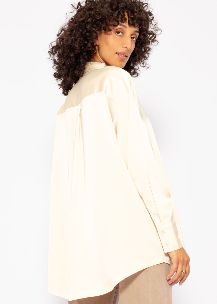 Oversize satin blouse - beige