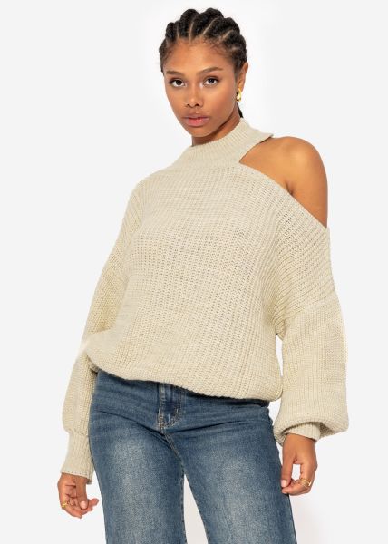 Oversize cut-out jumper - beige