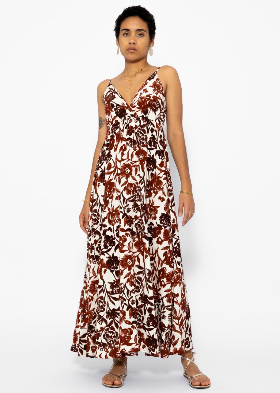 Strap dress with floral print - offwhite