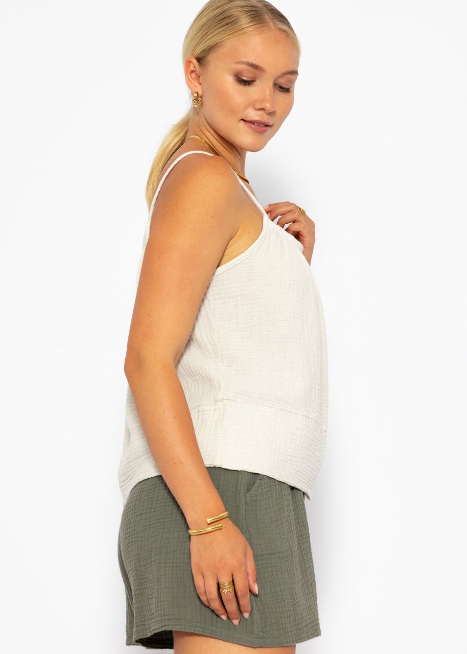 Muslin top with straps - light beige