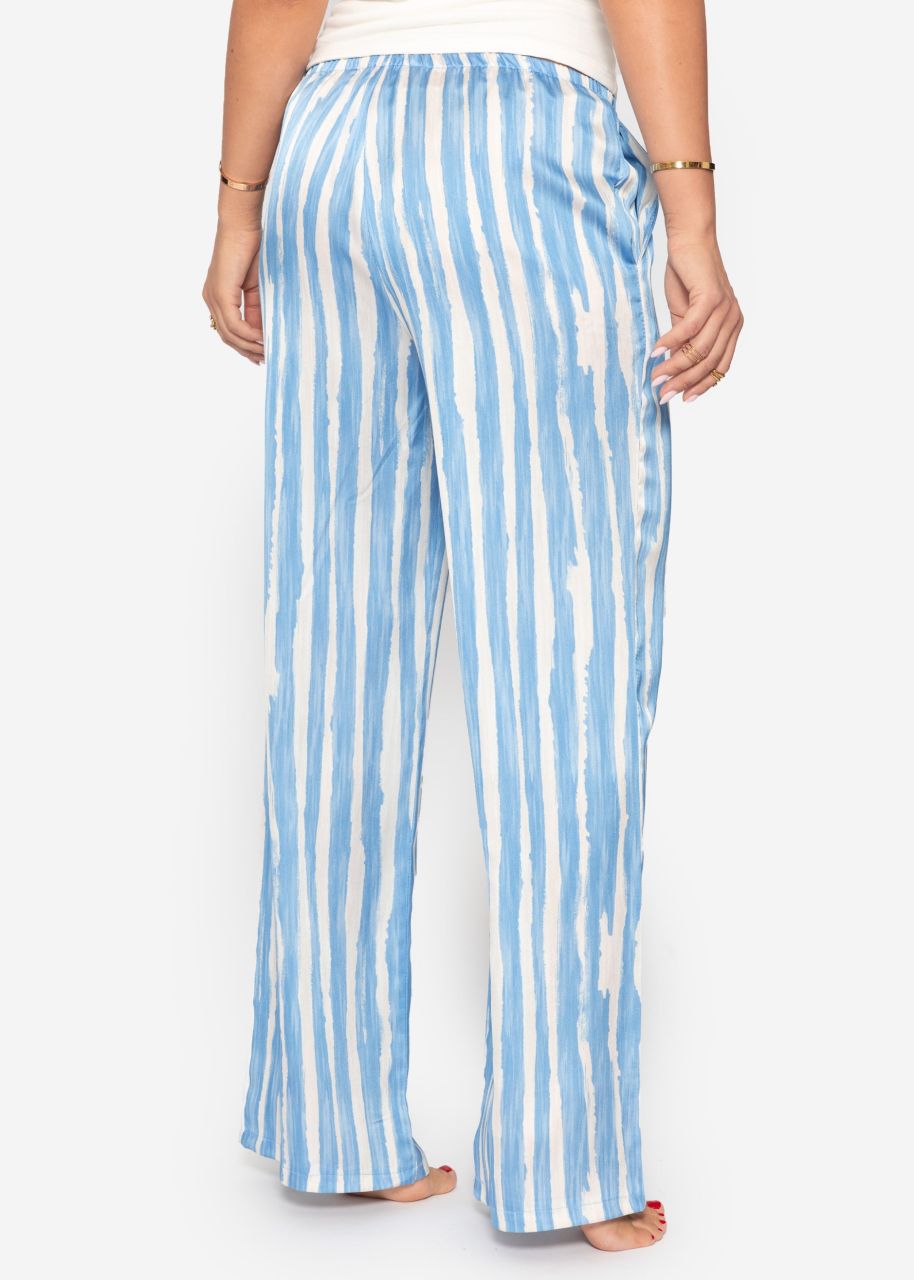 Striped satin trousers - blue