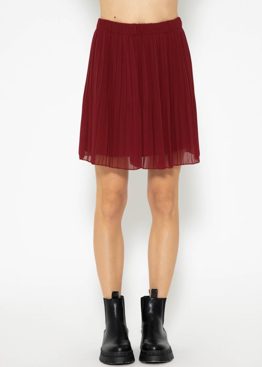 Pleated chiffon skirt, burgundy