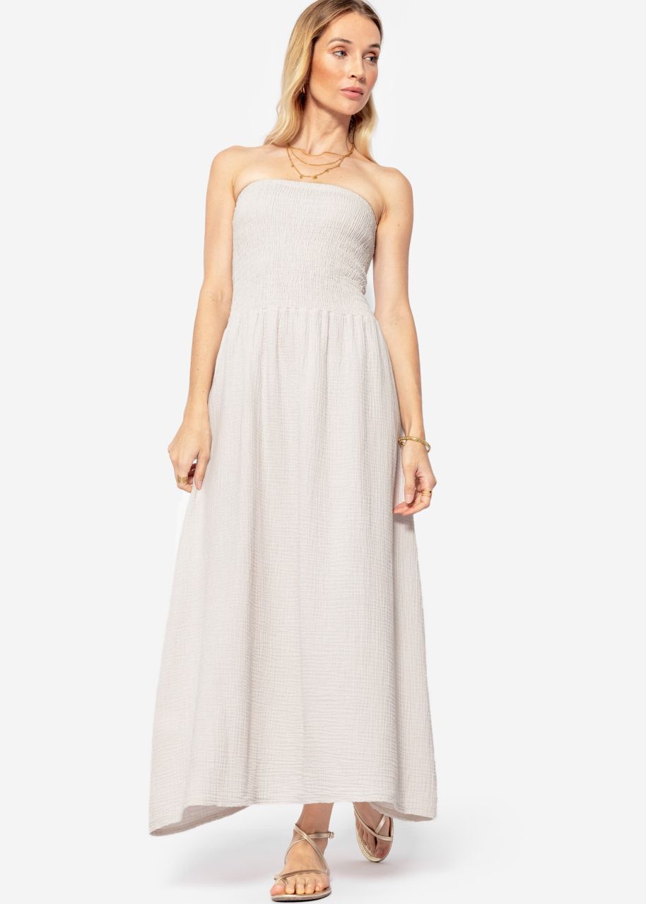 Off-the-shoulder muslin dress - light beige