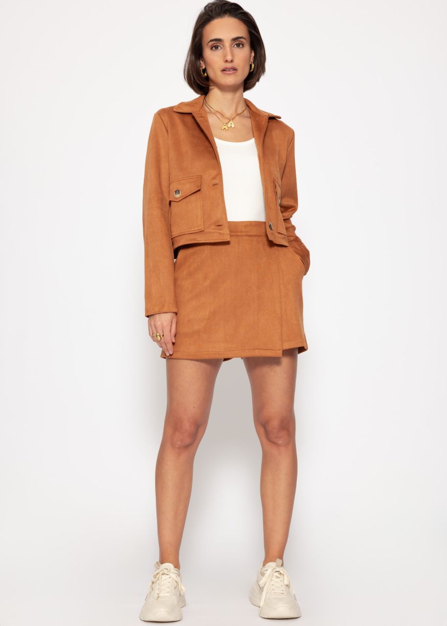 Suede-look culottes - cognac