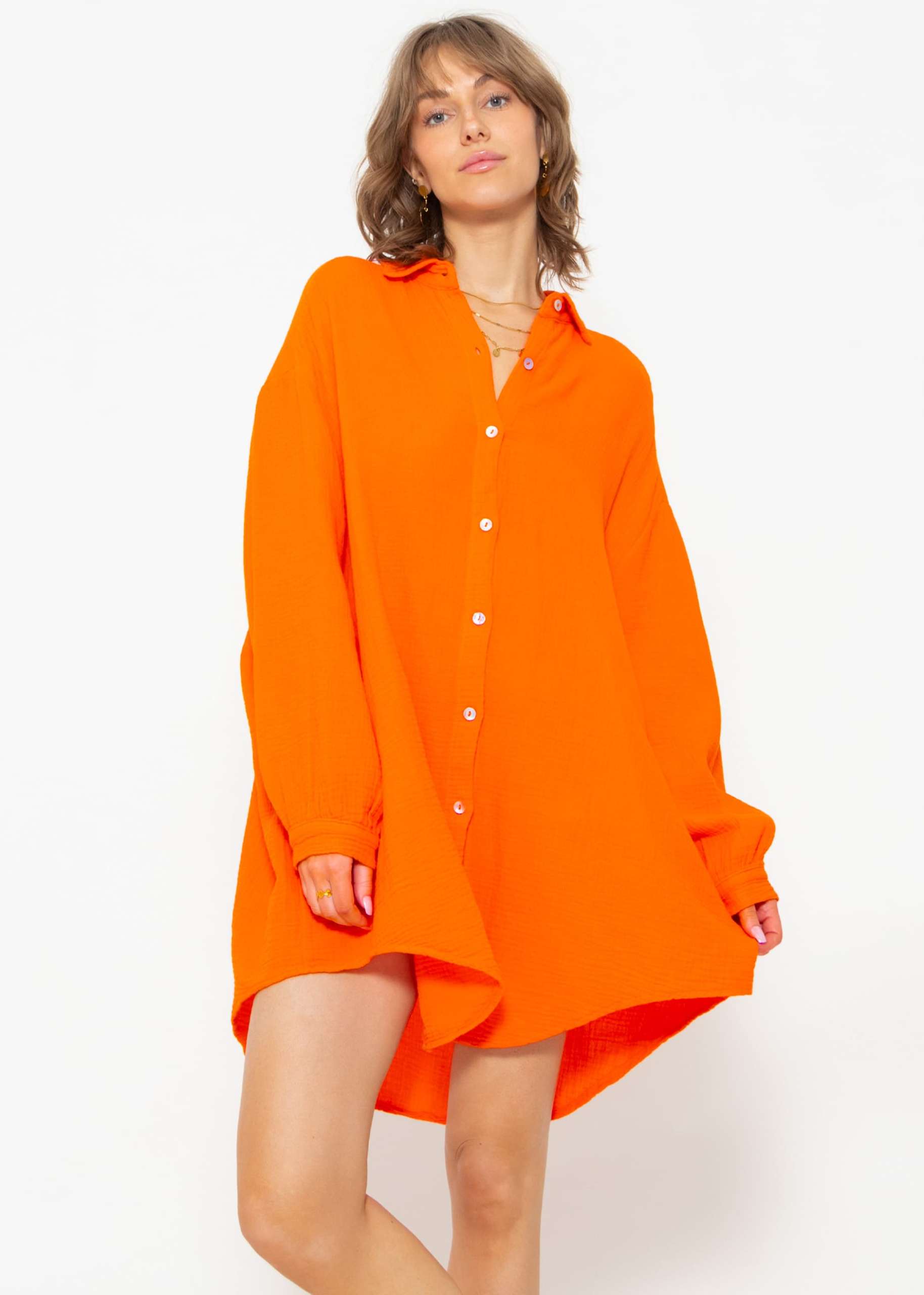 Muslin blouse oversize, orange