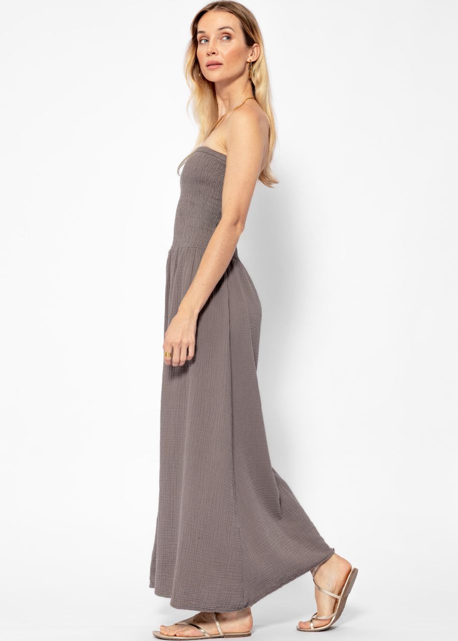 Off-the-shoulder muslin dress - taupe